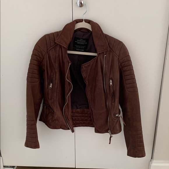All Saints Jackets & Blazers - All Saints Dark Brown Leather Jacket